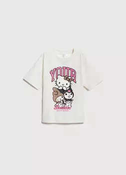 Футболка с принтом Hello Kitty для девочек, Белый