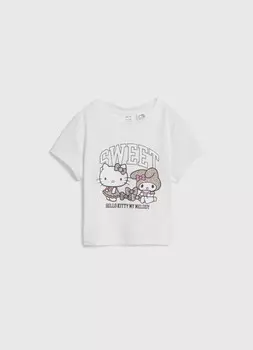 Футболка с принтом Hello Kitty для девочек, Белый