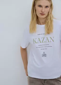 Футболка с принтом «Казань», Белый