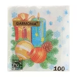 Салфетки бумажные гармония цвета однослойные, 24*24 см, новогодняя свеча, 100 листов