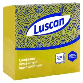 Салфетки бумажные Luscan 1сл24х24 желтые 100шт/уп