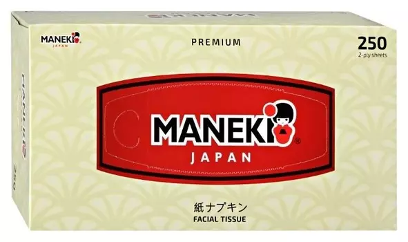 Салфетки бумажные Maneki "Kabi" двухслойные, белые, 250 штук