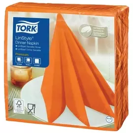 Салфетки бумажные нетканые сервировочные TORK LinStyle Premium, 39х39 см, 50 шт., оранжевые