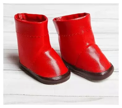 Сапоги с отворотами для куклы, длина подошвы 7,5 см, цвет красный