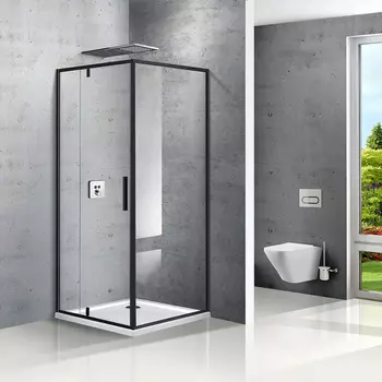 Душевой уголок Vincea Slim VPR-2SL9012CLB-L черный, стекло прозрачное