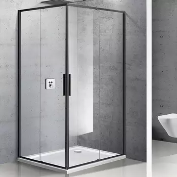 Душевой уголок Vincea Slim VSR-2SL8010CLB-R черный, стекло прозрачное
