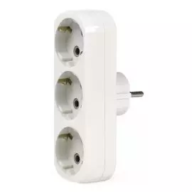 Тройник 3 гнезда, с заземлением, плоский, 16 А, 250 В, Smartbuy, SBE-16-A02-3z