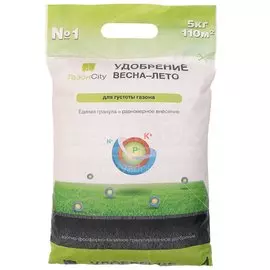 Удобрение № 1, для газона, минеральное, гранулы, 5 кг, весна-лето, ГазонCity