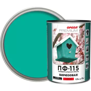 Эмаль Ореол Premium ПФ-115 глянцевая цвет бирюзовый 0.9 кг