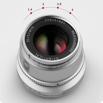 Объектив TTArtisan 35mm F1.4 EF-M Серебро A062S
