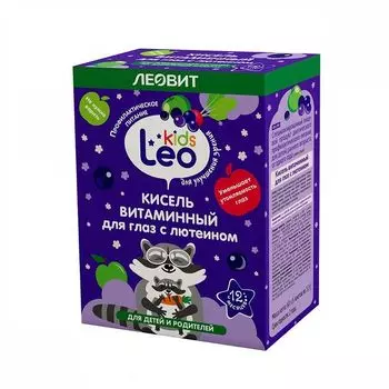 Кисель витаминный для глаз с лютеином для детей с 1 года Leo Kids Леовит пак. 12г 5шт