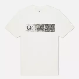 Мужская футболка C.P. Company Distressed Chest Logo, цвет белый, размер S