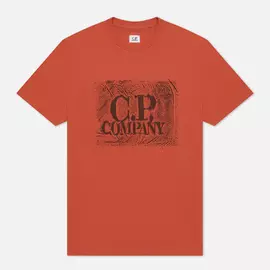 Мужская футболка C.P. Company Distressed Logo, цвет оранжевый, размер L