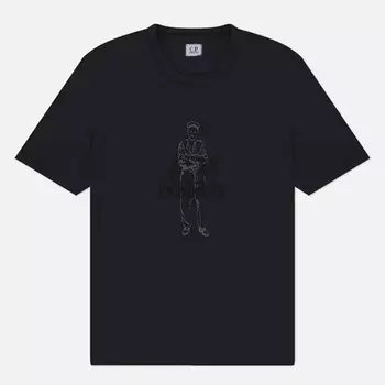 Мужская футболка C.P. Company 1020 Jersey Logo, цвет чёрный, размер XXL