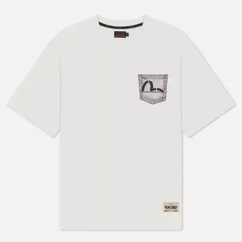 Мужская футболка Evisu Seagull Printed Pocket Kamon Print, цвет белый, размер M