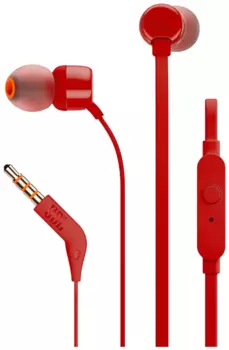 Проводная гарнитура JBL Tune 110, Jack 3.5mm, красный ( JBLT110 REDAM)