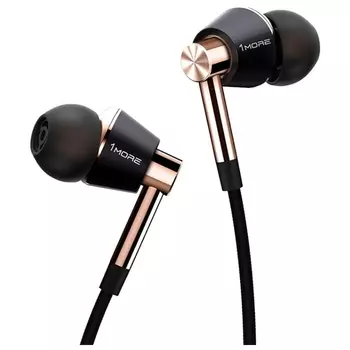 Проводные наушники 1MORE Triple-Driver In-Ear, jack 3.5 mm, черный/золотистый (E1001-Gold)