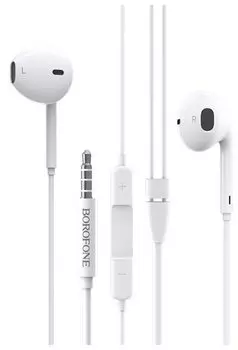 Проводные наушники Borofone BM30 Original, jack 3.5 мм, белый
