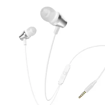 Проводные наушники Borofone BM38 Bright sound, Jack 3.5mm, белый/серебристый