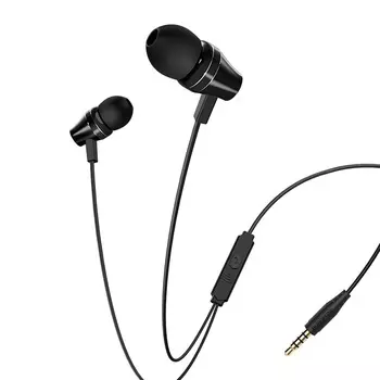 Проводные наушники Borofone BM38 Bright sound, jack 3.5 mm, черный (6931474714749)