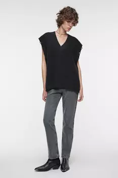 Жилет oversize вязаный хлопковый с рваными краями