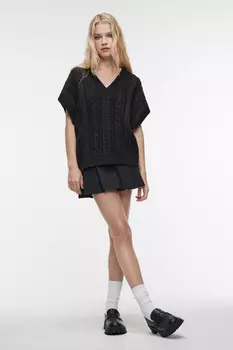 Жилет oversize вязаный хлопковый с узором в косичку