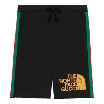 Шорты men's x the north face crossover webbing printing cotton shorts black Gucci, черный