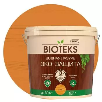 Лазурь водная Текс Bioteks Эко-Защита клен 2,7 л