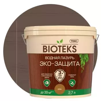 Лазурь водная Текс Bioteks Эко-Защита орех 2,7 л