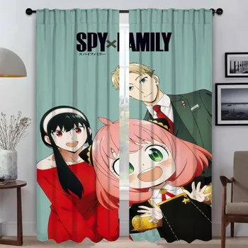 Шторы Spy X Family Anti-mosquito для камеры, современные шторы для гостиной, 2 шт., тюль для спальни, украшение на Хэллоуин для ребенка W50xH70cmx2pcs-CL