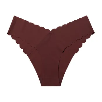 Трусики-стринги Wave Lace Seamless Ice Silk с низкой талией из чистого хлопка с V-образным вырезом, цельные женские треугольные дышащие трусики большого размера M чёрный