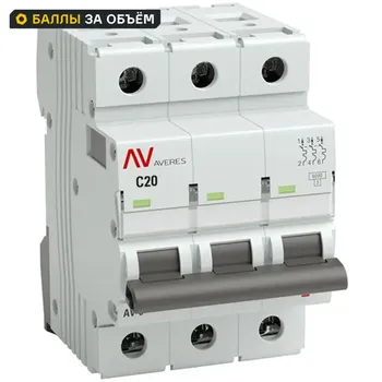 Автоматический выключатель EKF Averes AV-6 3P C20 А 6 кА mcb6-3-20C-av