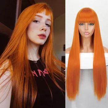 MERISIHAIR Синтетический парик Длинные прямые волосы Рисовый белый парик для женщин Натуральные прямые волосы Синтетические длинные черные, розовые, красные парики 60 cm