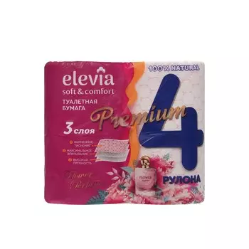 Туалетная бумага Elevia Flower perfume 3х-слойная 4шт