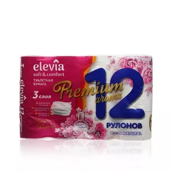 Туалетная бумага Elevia Premium " Unique perfume " 3х-слойная 12шт