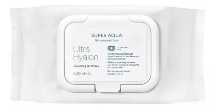 Очищающие салфетки для лица на масляной основе Super Agua Ultra Hyalron Cleansing Oil Wipes 30шт