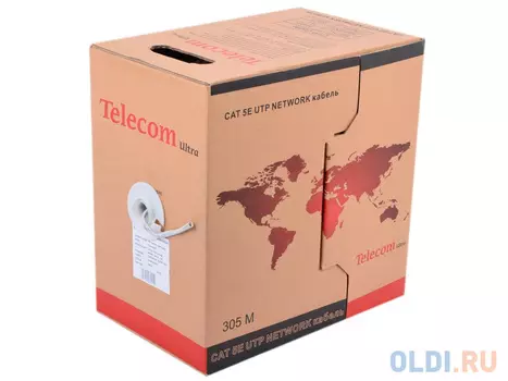 Кабель "Telecom" Ultra Base (TUS 44048) UTP кат.5е 4 пары, бухта 305м омедненный Green\\Orange\\gray
