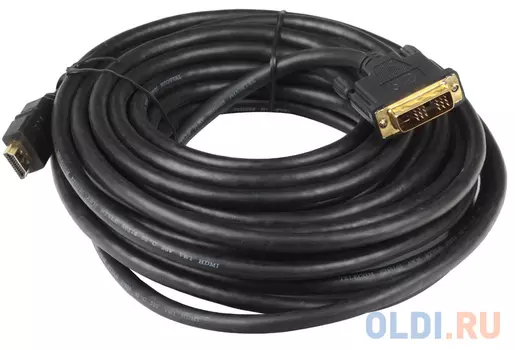 Кабель HDMI - DVI-D (19M -19M) Telecom 10м, с позолоченными контактами