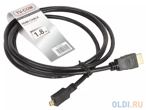 Кабель HDMI to MicroHDMI ver1.4V+3D,1,8m TV-COM