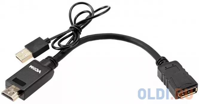 Кабель-переходник HDMI(M) +USB---> DP(F) 0.15m 4K*60Hz VCOM