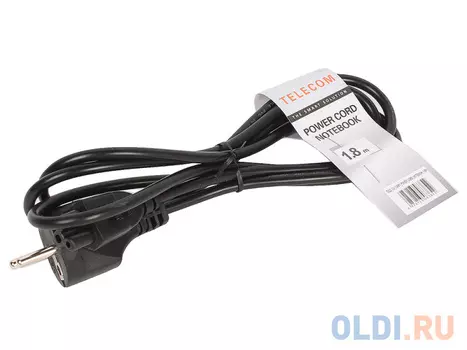 Кабель питания для ноутбуков 3-pin, с заземлением, 220V (EURO) 1.8м,медь, Telecom <TE022-CU0.5-1.8M
