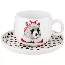 чашка с блюдцем LEFARD Fashion animals Медведица 450мл фарфор