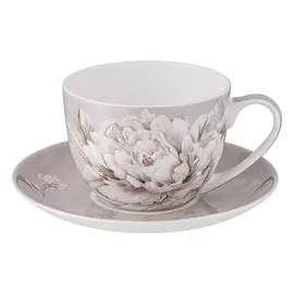чашка с блюдцем LEFARD White flower 330мл фарфор серая