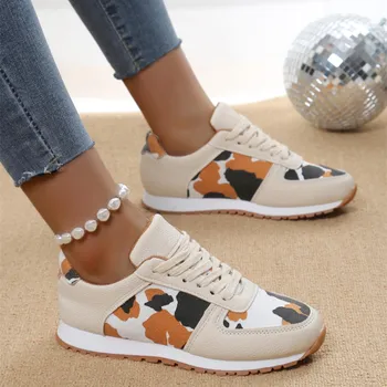 2024 Women Platform Sneakers Autumn PU Leather Thick Bottom Vulcanized Shoes for Woman Casual Flats Walking Shoes Zapatos De Mujer 36 белый