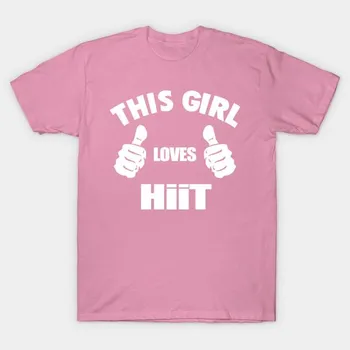 Футболка женская Эта девушка любит Hiit Harajuku Принт Kawaii Футболка летняя с коротким рукавом женская футболка топ футболка S