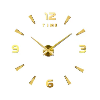 Настенные часы bricolage horloge murale miroir 3D sans cadre grand muet Silver&EA005