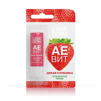 LIBREDERM Гигиеническая помада питательная Дикая клубника Aevit Lipstick A & E Vitamins
