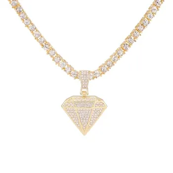 Iced Out кулон ожерелье с 4 мм цирконом теннисная цепочка Iced Out блестящая цепочка со стразами для мужчин colar masculino 30inch(75cm)