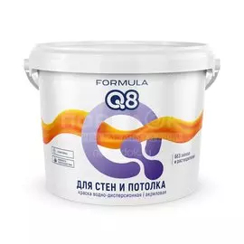 Краска воднодисперсионная, Formula Q8, акриловая, интерьерная, матовая, 5 кг