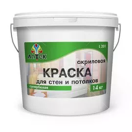 Краска водоэмульсионная Оптимист Л201 М442 для стен и потолков супербелая, 14 кг